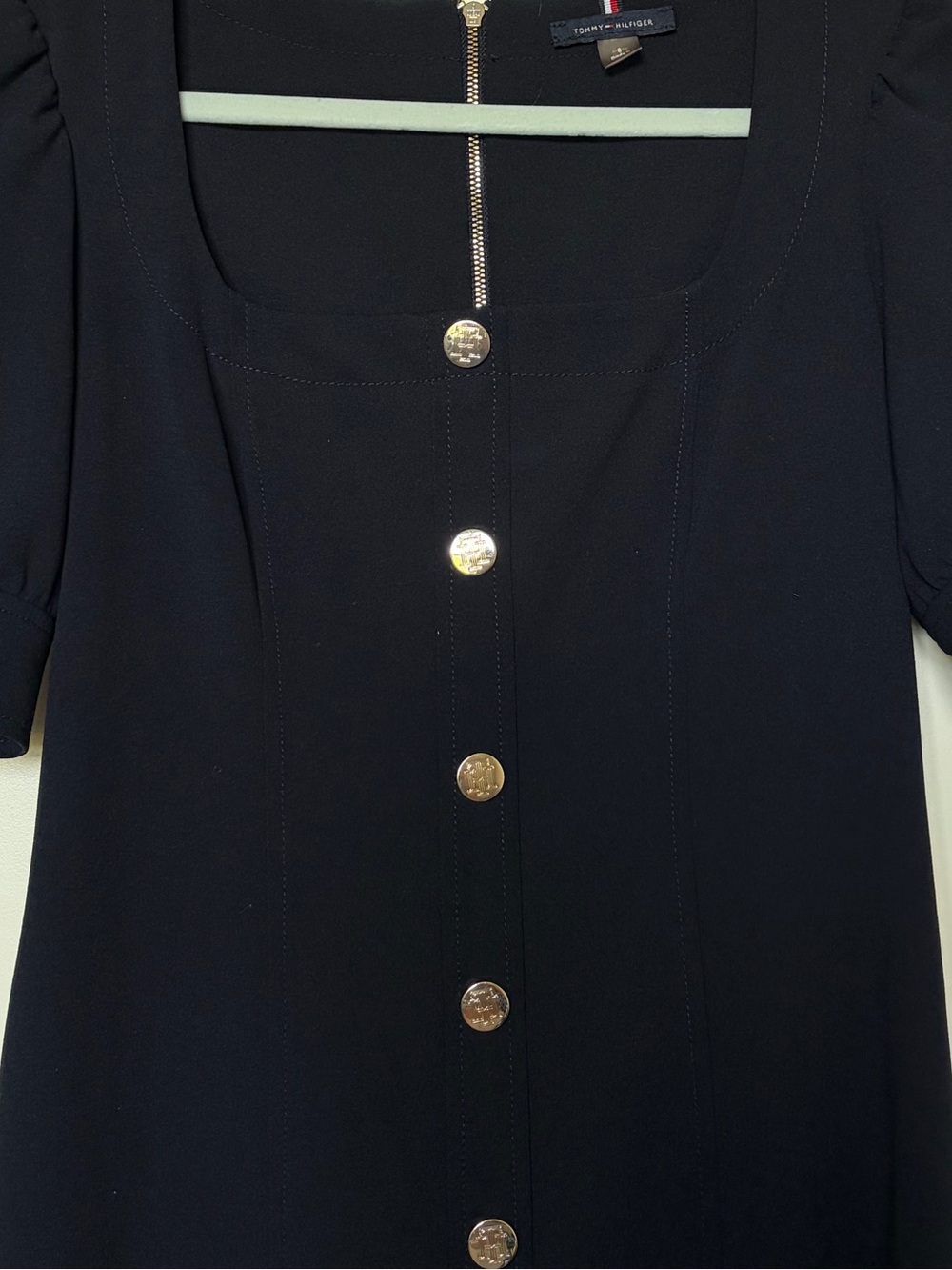 Tommy Hilfiger Navy Blue Button-Front Mini Dress - Picture 3 of 7